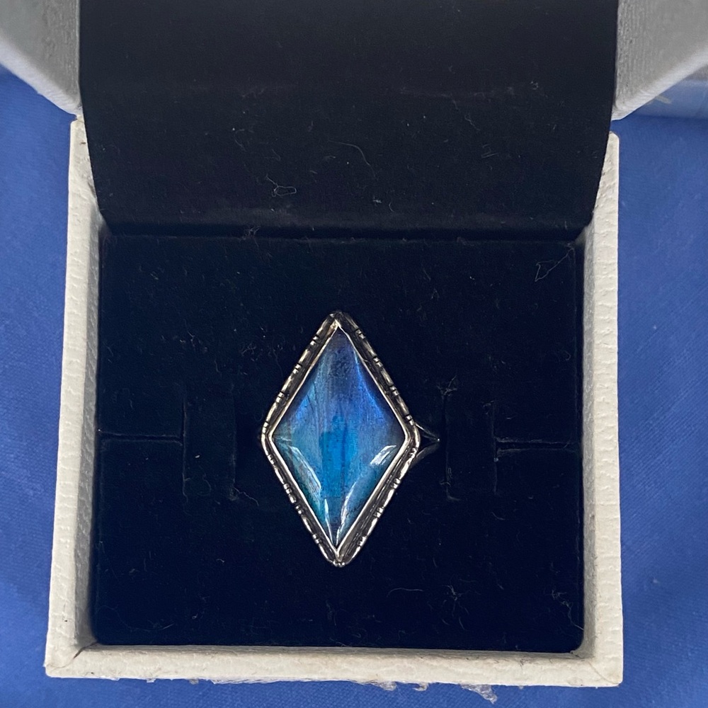 Antique Sterling Silver Blue Morpho Butterfly Wing Ring